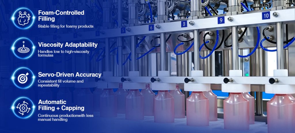 Excellent Personal Solutions Automatic Filling & Capping Line for Hair Care & Body Care Products