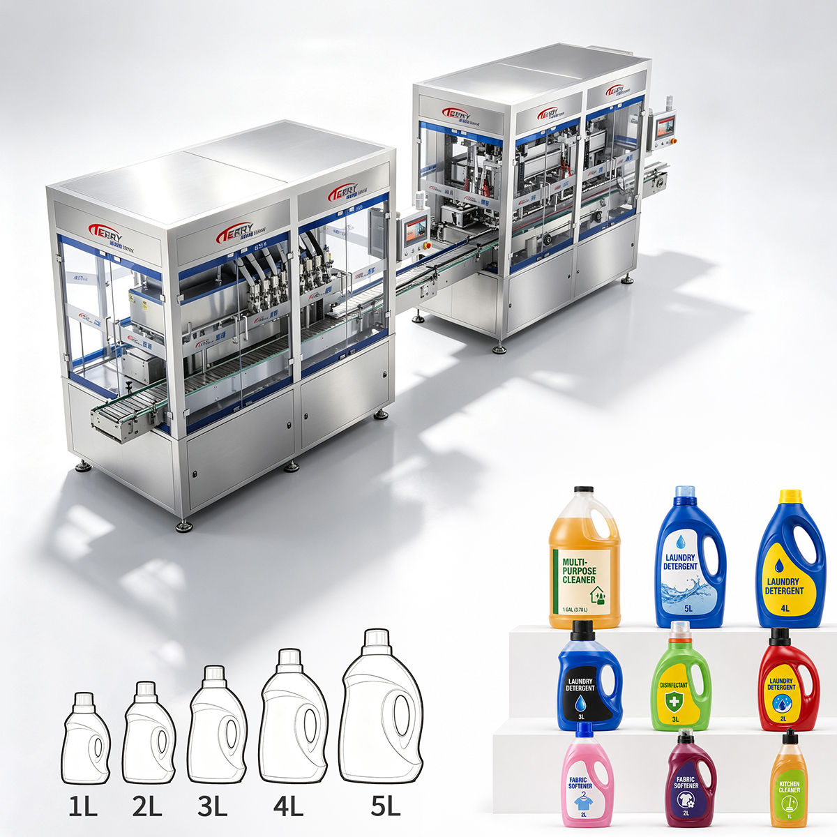 1L-5L Large Capacity Automatic Tracking Liquid Detergent Bottle Filling Machine for Daily Chemical Production